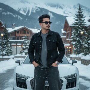 Gemini photo edit promot Winter Supercar Vibe