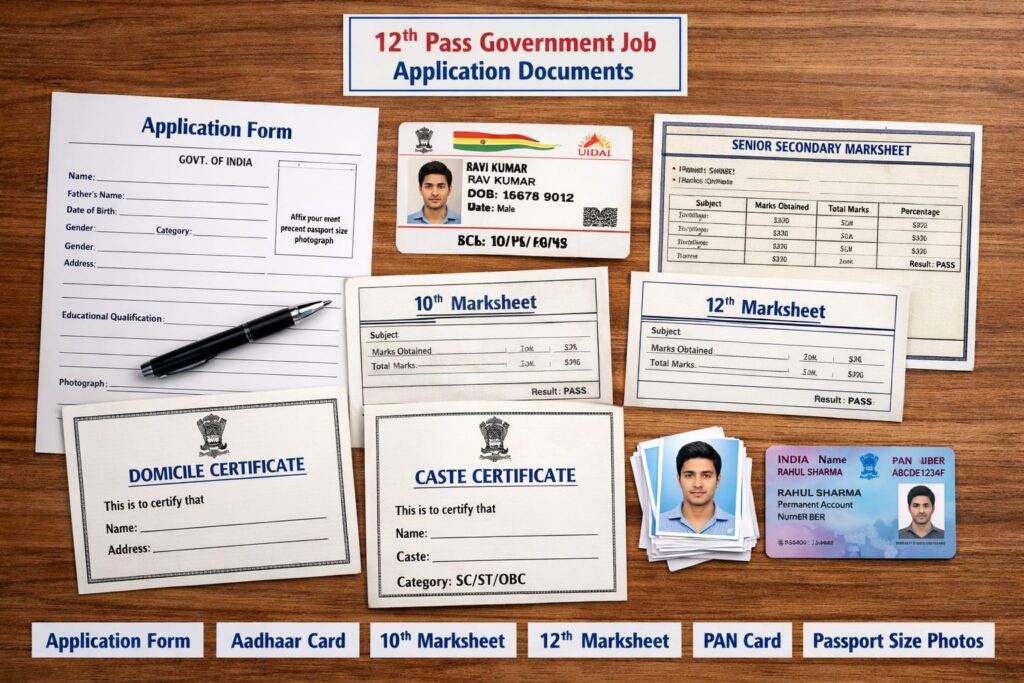 12th Pass Government Job Apply Karne Ke Liye Documents