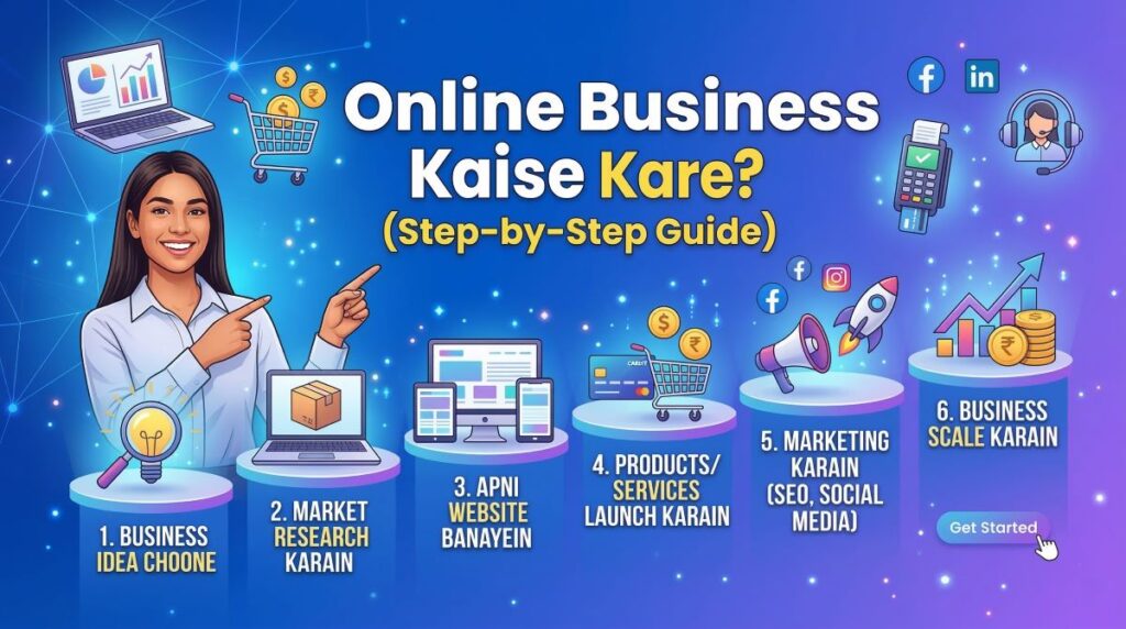 Online Business Kaise Kare? (ऑनलाइन बिजनेस कैसे शुरू करें?) (Step-by-Step Guide)